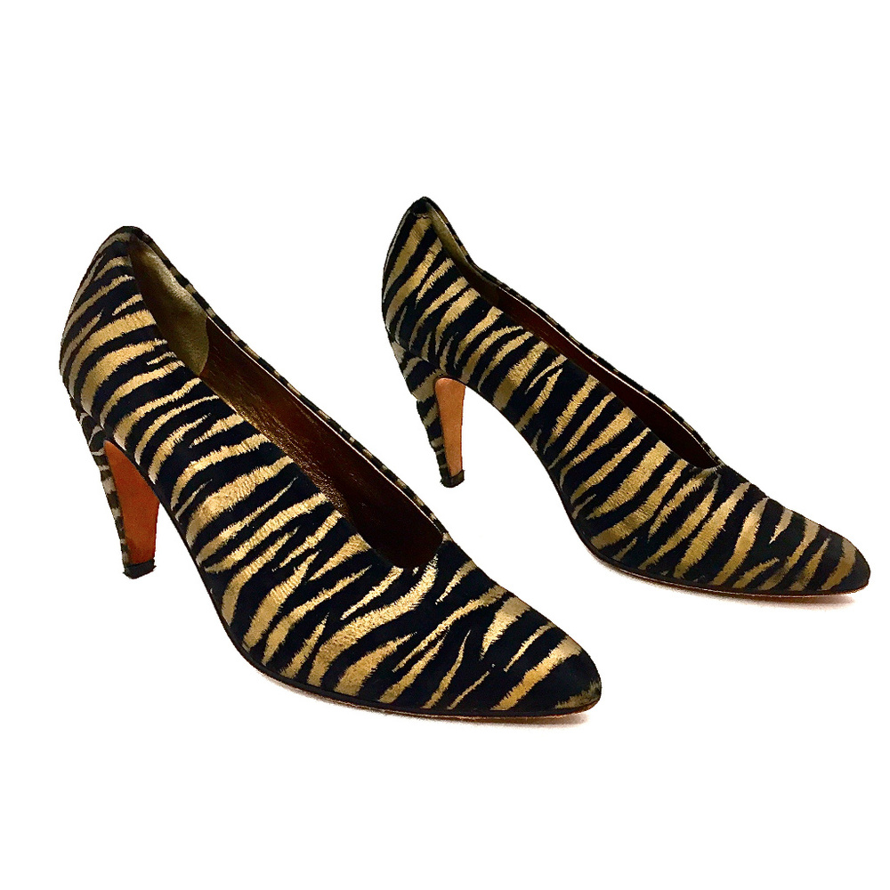 Vintage Via Spiga Suede Tiger Striped Heels 7.5 - Picture 3 of 8